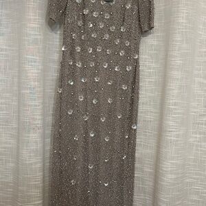 Adrianna Papell Embellished Floral Sheath Dress, Marble, size 14